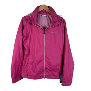 COLUMBIA Switchback III Jacket Womens L Fuchsia Waterproof Hooded Zip-Up NWT $75